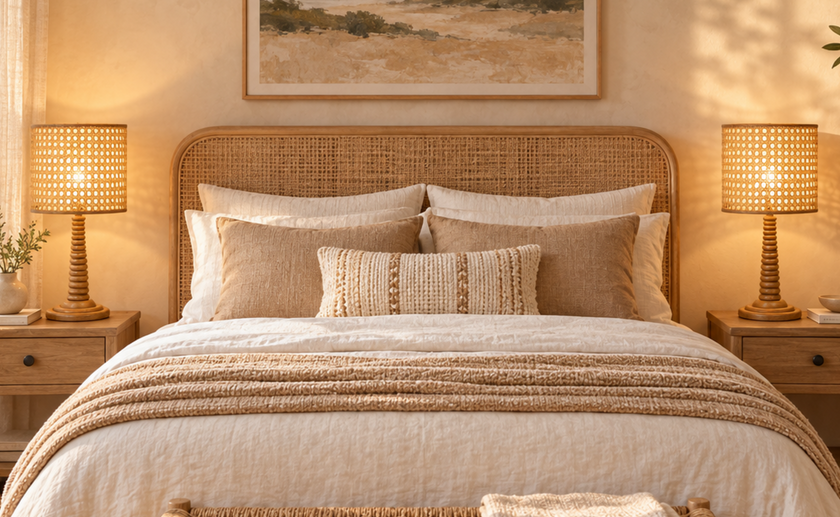 Rattan Table Lamp 001 styled in an interior