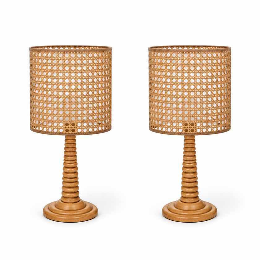 Rattan Table Lamp 001 on a white background