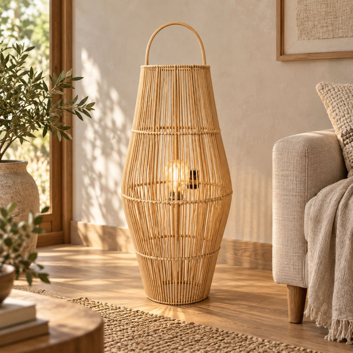 Bamboo Boho Floor Lamp 003 styled in an interior