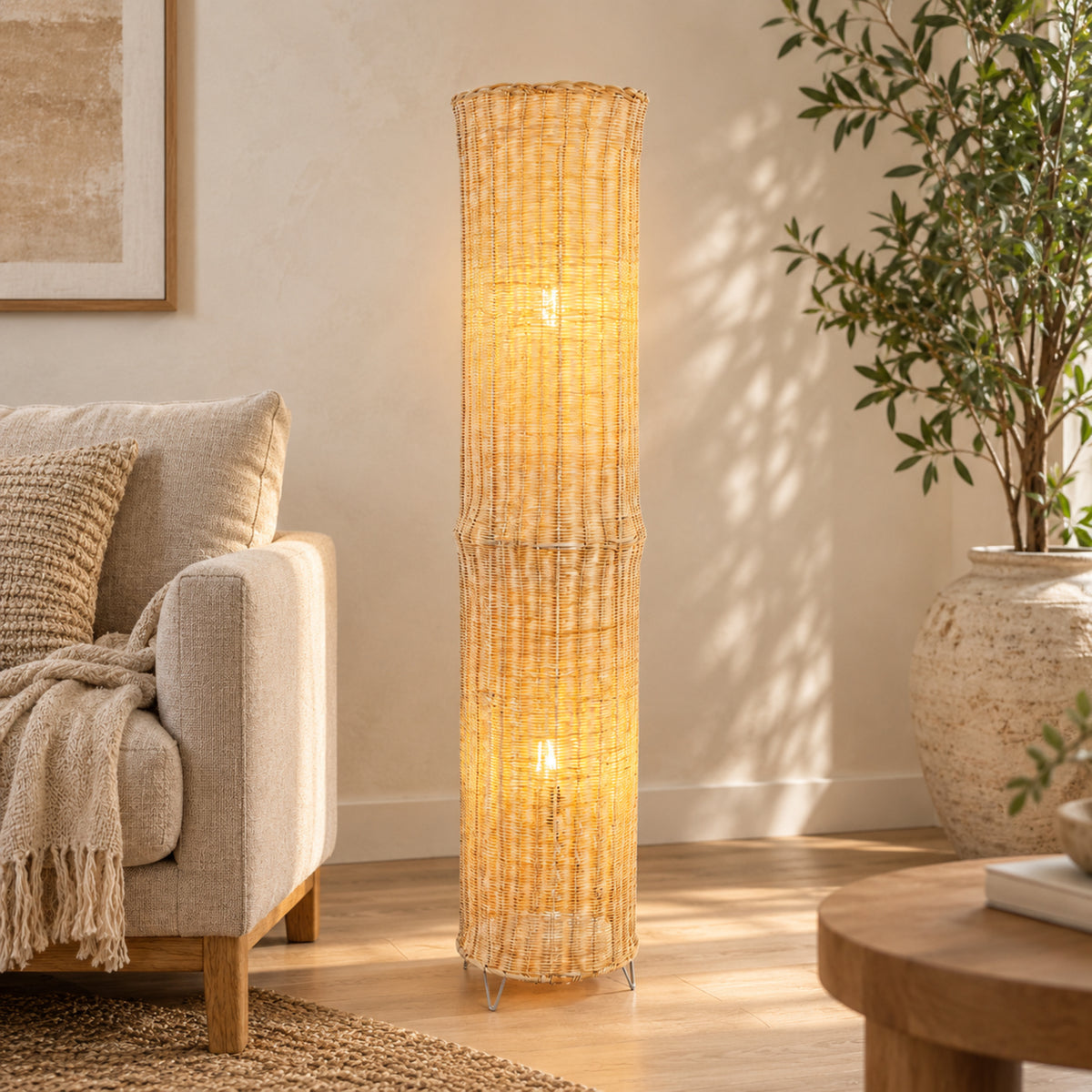 Bamboo Boho Floor Lamp 005 styled in an interior