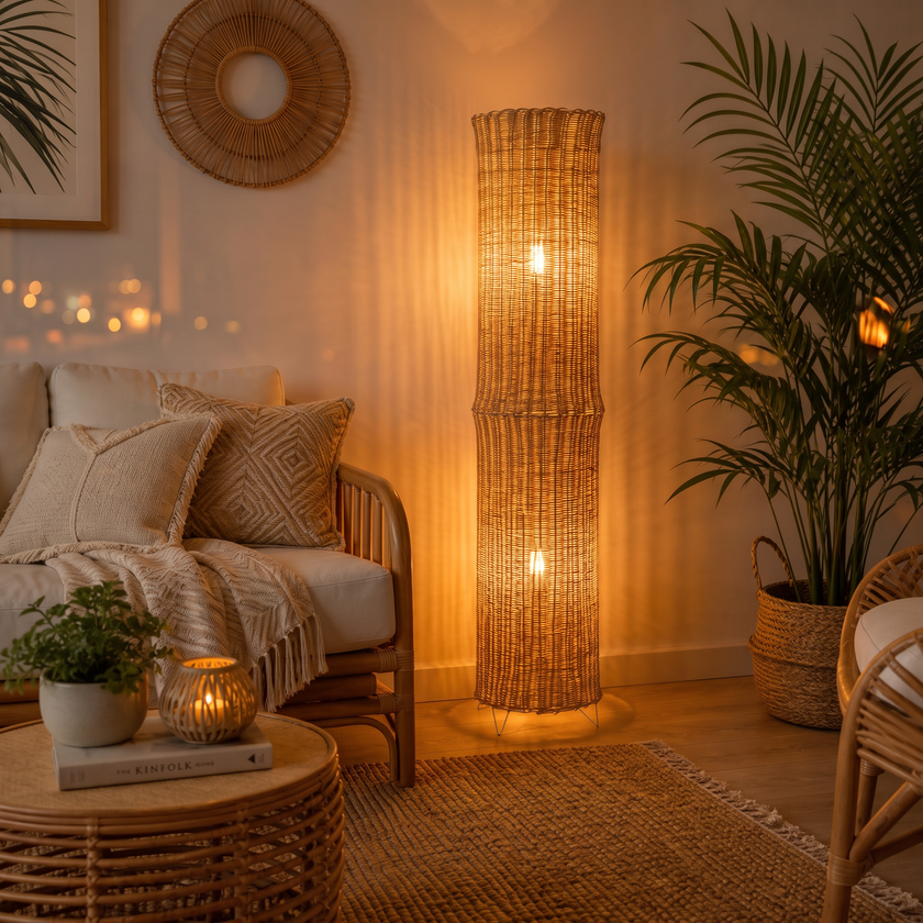 Bamboo Boho Floor Lamp 005 styled in an interior – view 2