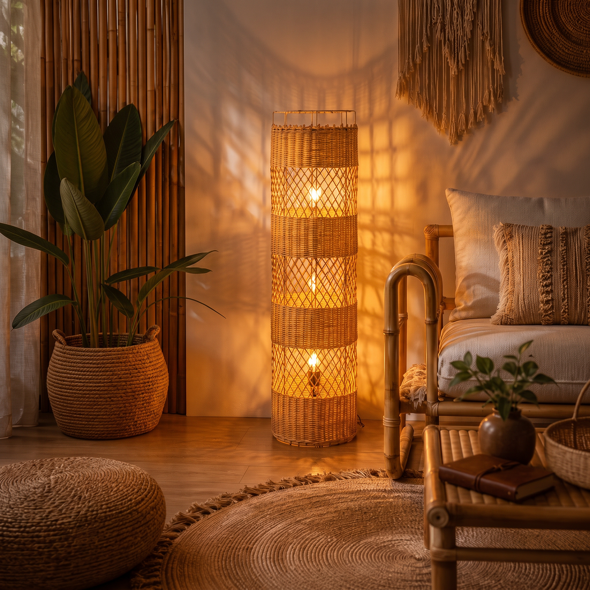Bamboo Boho Floor Lamp 006 styled in an interior – view 2