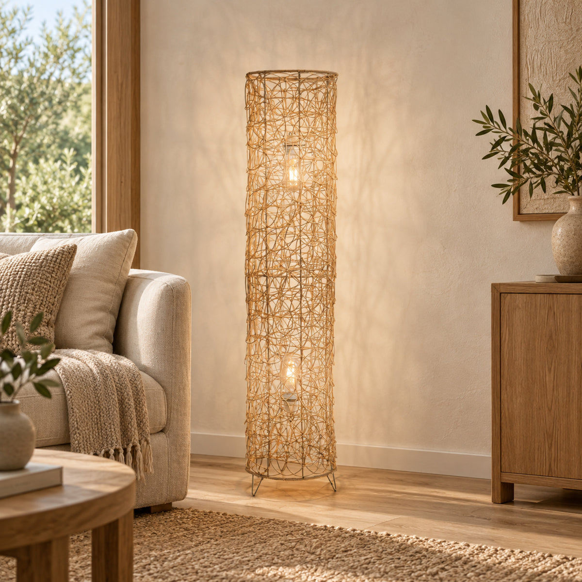 Bamboo Boho Floor Lamp 008 styled in an interior