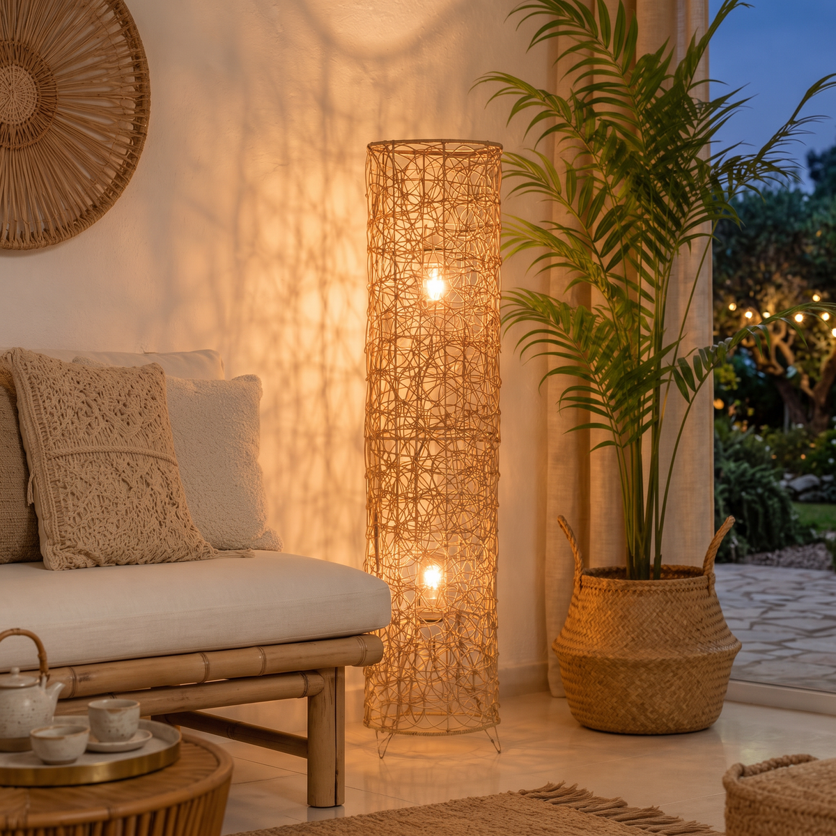Bamboo Boho Floor Lamp 008 styled in an interior – view 2