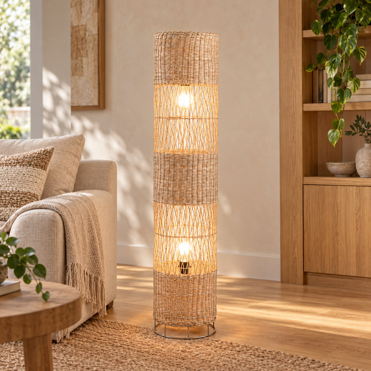 Bamboo Boho Floor Lamp 009 styled in an interior