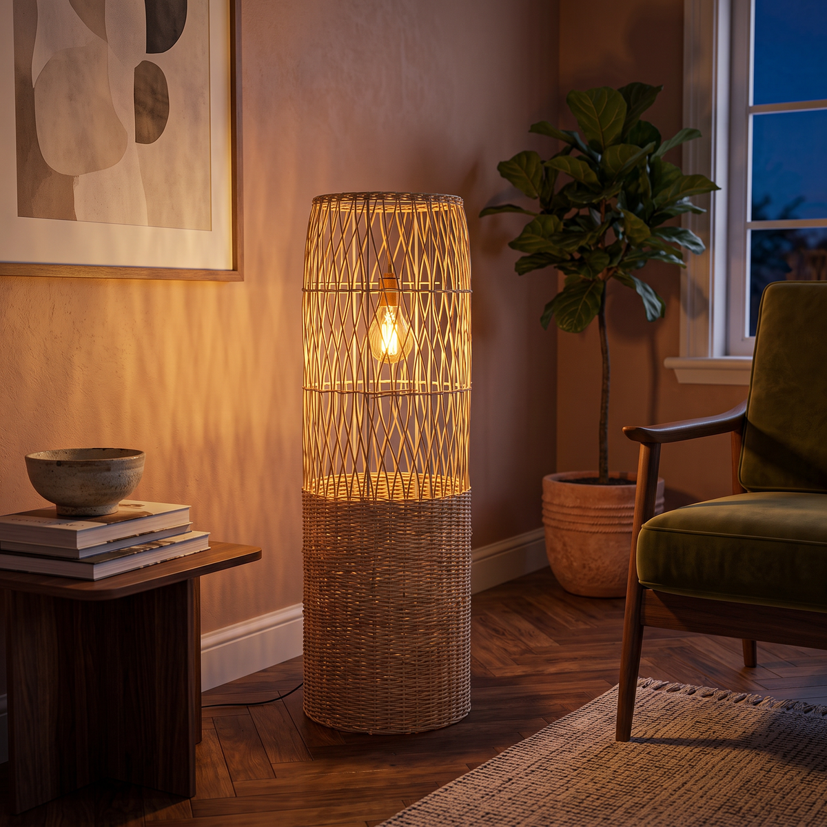 Bamboo Boho Floor Lamp 009 styled in an interior – view 2