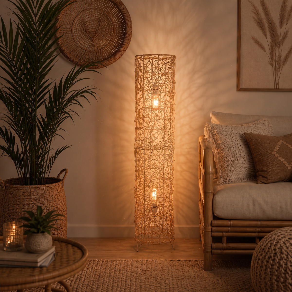 Bamboo Boho Floor Lamp 010 styled in an interior – view 2