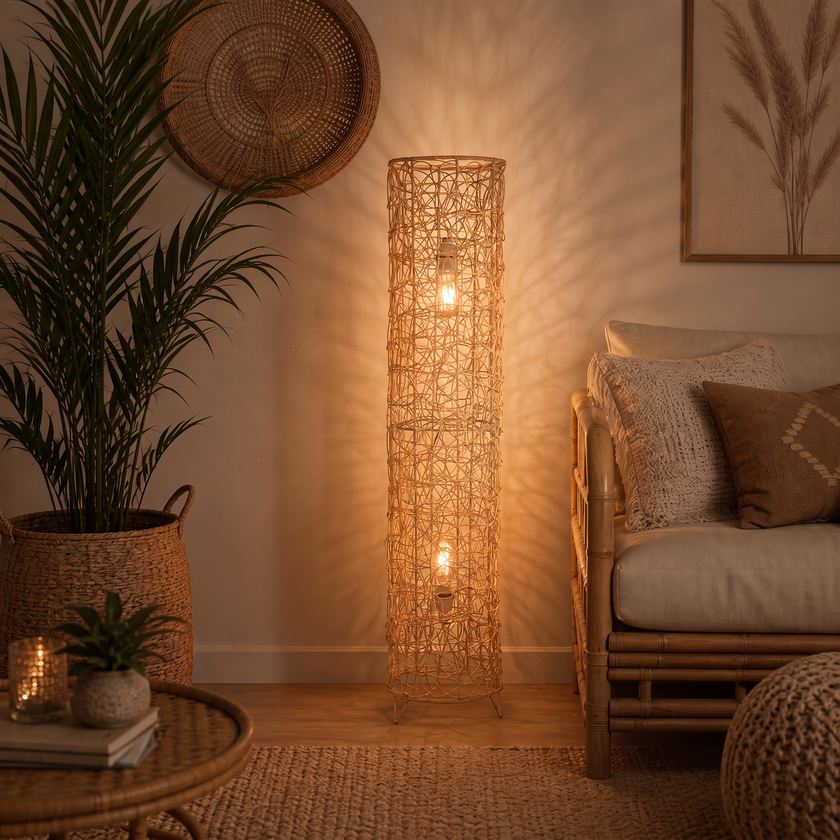 Bamboo Boho Floor Lamp 010 styled in an interior – view 2