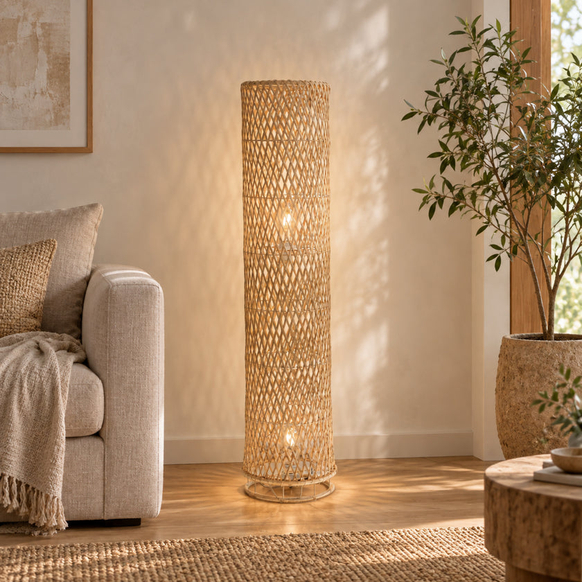 Bamboo Boho Floor Lamp 011 styled in an interior
