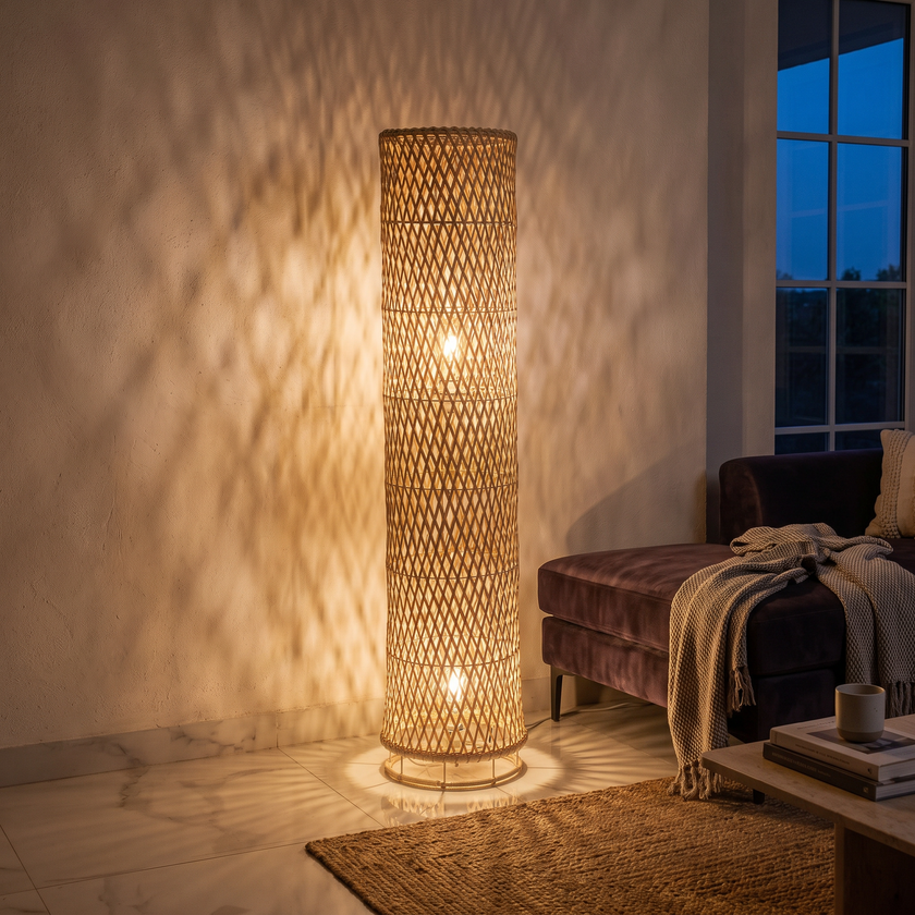 Bamboo Boho Floor Lamp 011 styled in an interior – view 2