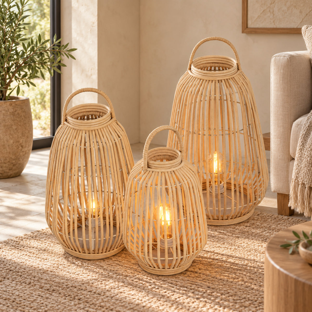 Bamboo Boho Floor Lamp 012 styled in an interior