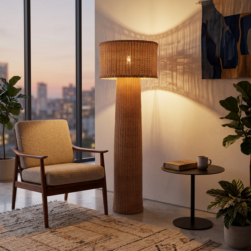 Bamboo Boho Floor Lamp 013 styled in an interior – view 2