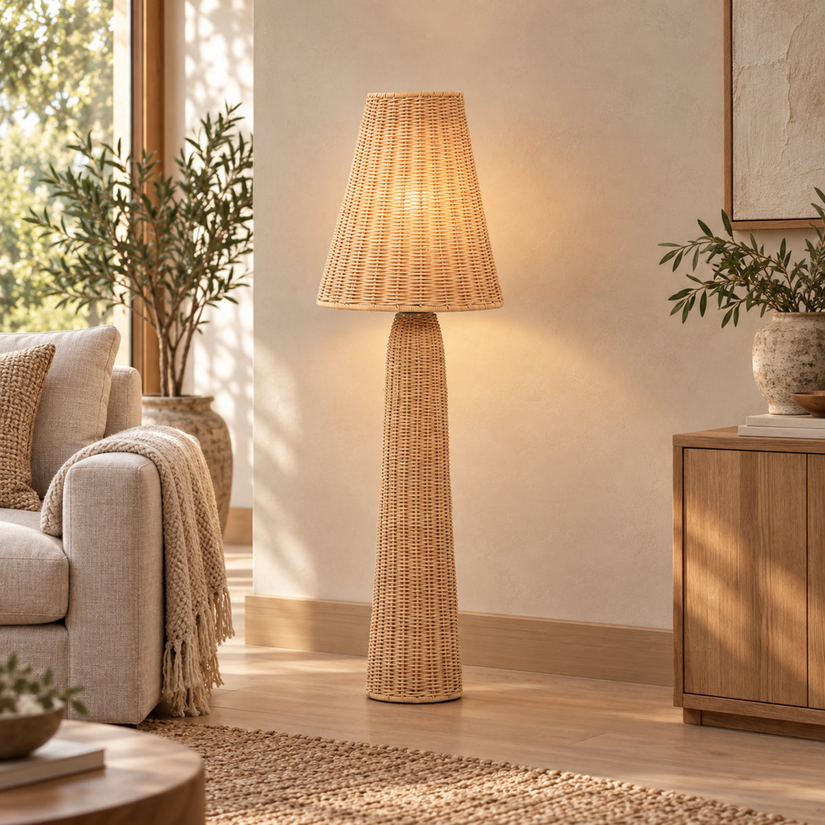 Bamboo Boho Floor Lamp 022 styled in an interior