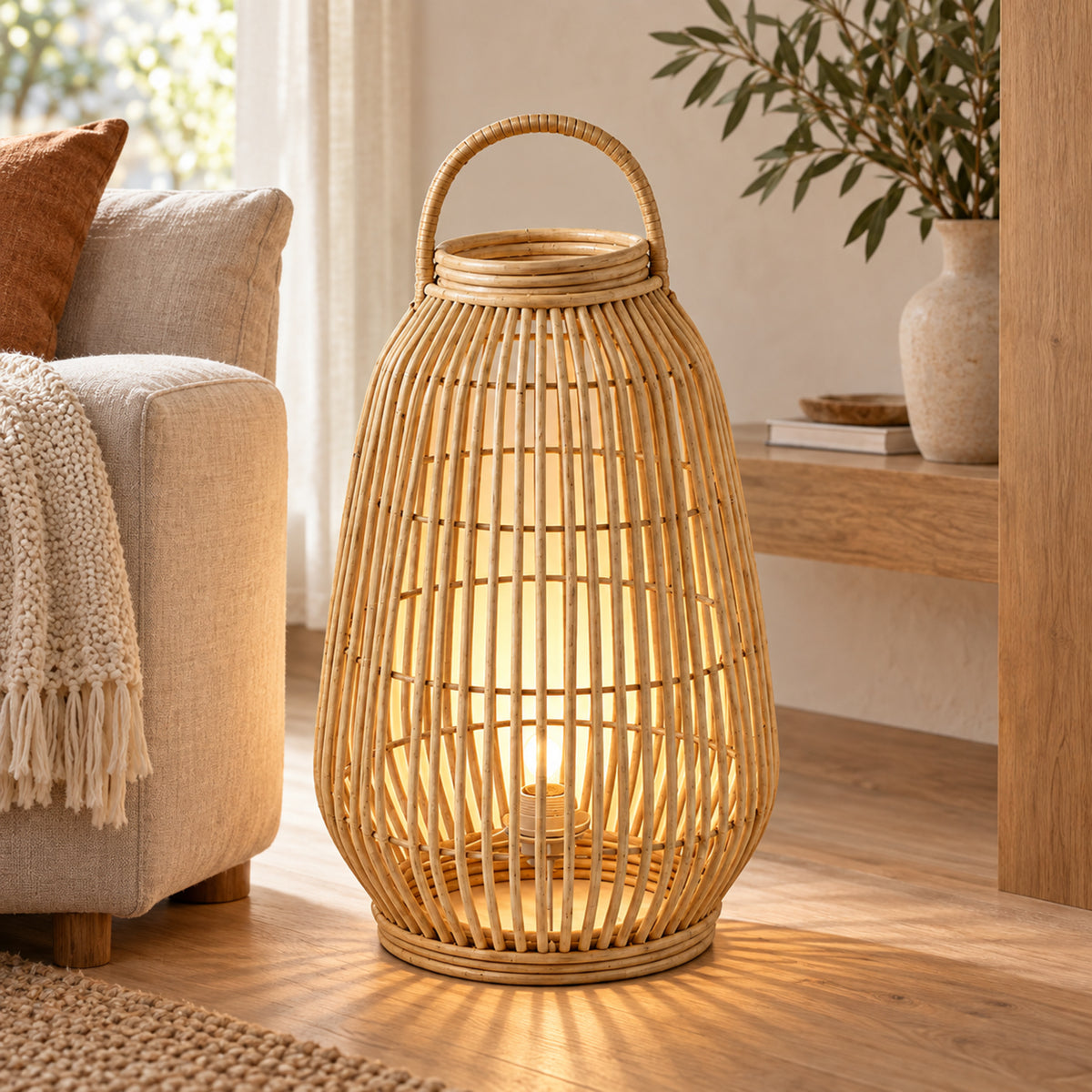 Bamboo Boho Floor Lamp 023 styled in an interior