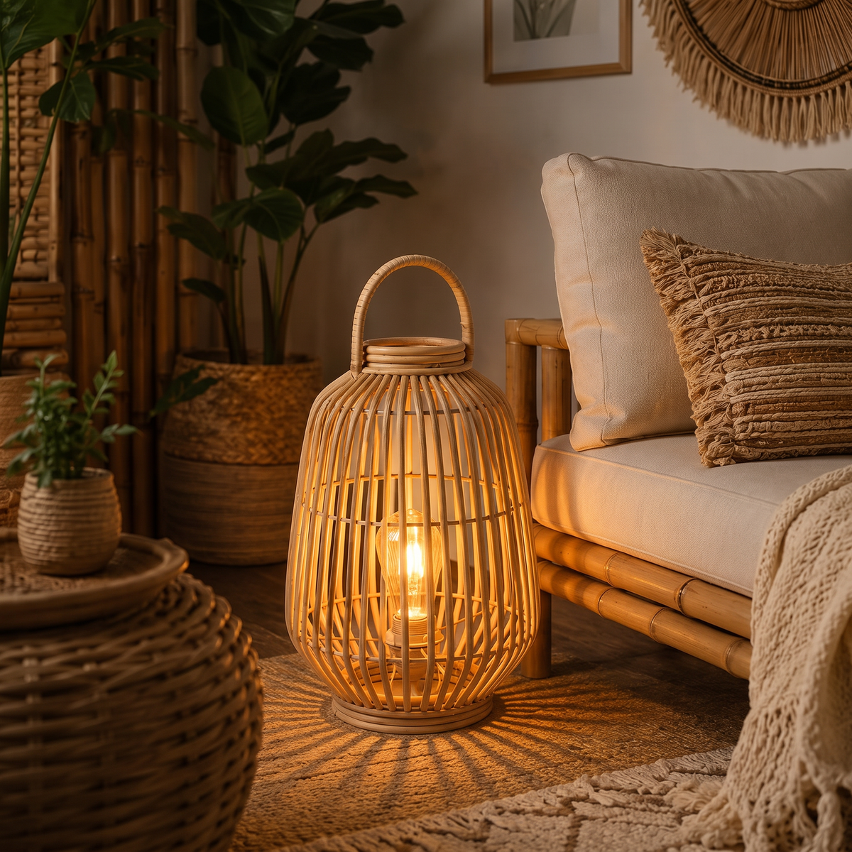 Bamboo Boho Floor Lamp 023 styled in an interior – view 2