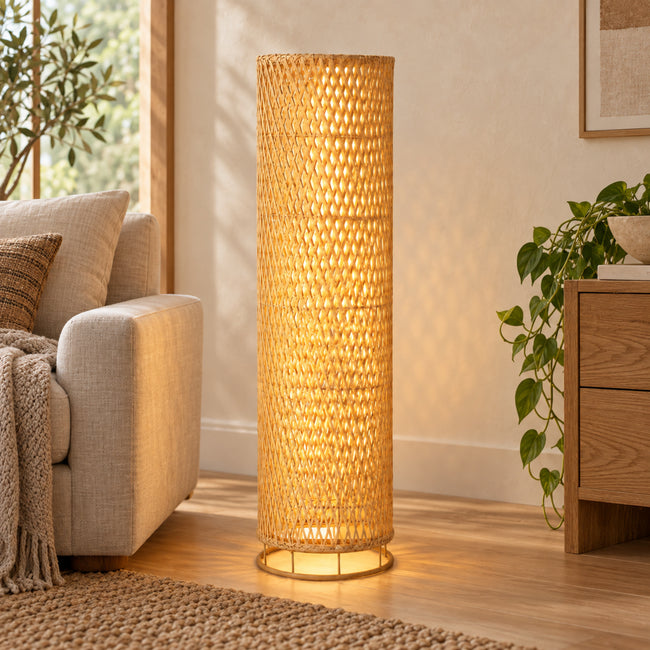 Bamboo Boho Floor Lamp 026 styled in an interior