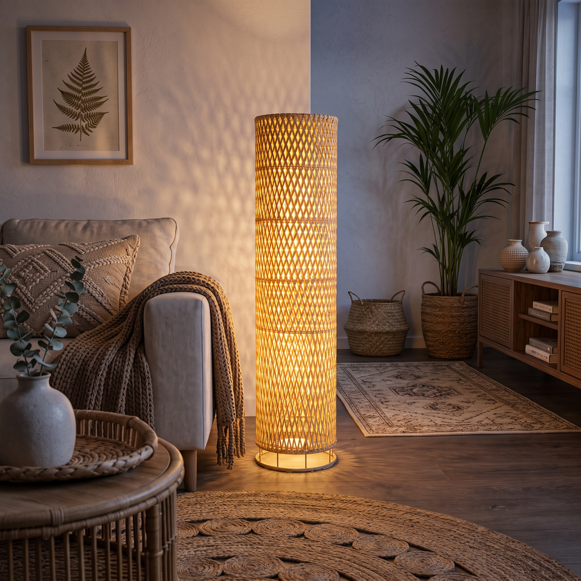 Bamboo Boho Floor Lamp 026 styled in an interior – view 2