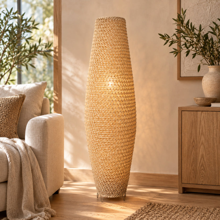 Bamboo Boho Floor Lamp 027 styled in an interior