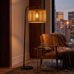 Burlap Boho Floor Lamp 010 styled in an interior