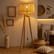 Burlap Boho Floor Lamp 017 styled in an interior