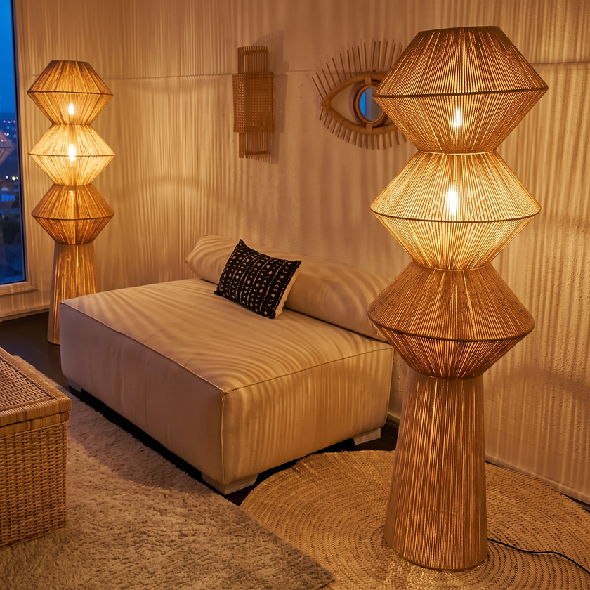Makrami Boho Floor Lamp 001 lifestyle image | Serrana Home