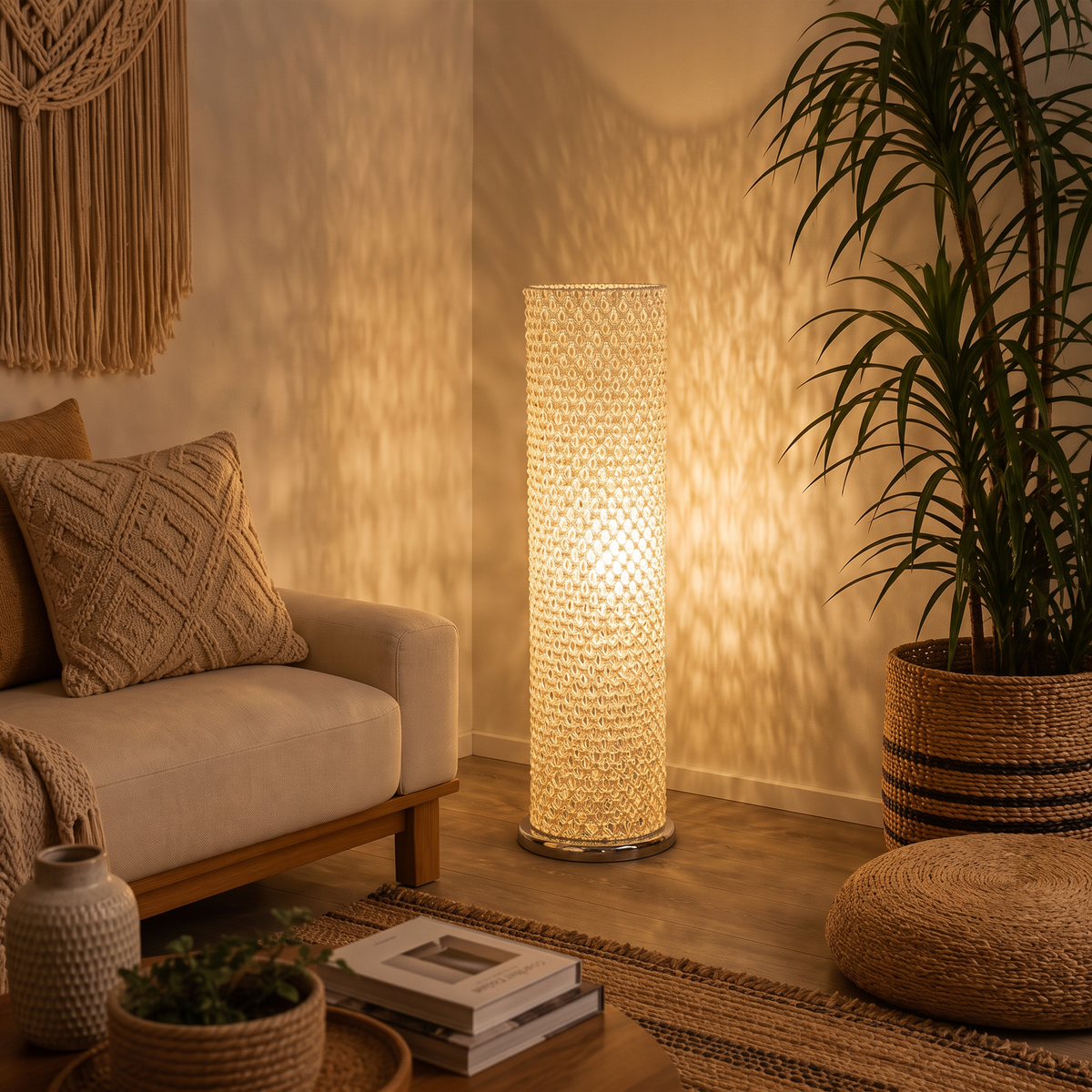 Makrami Boho Floor Lamp 004 lifestyle image | Serrana Home