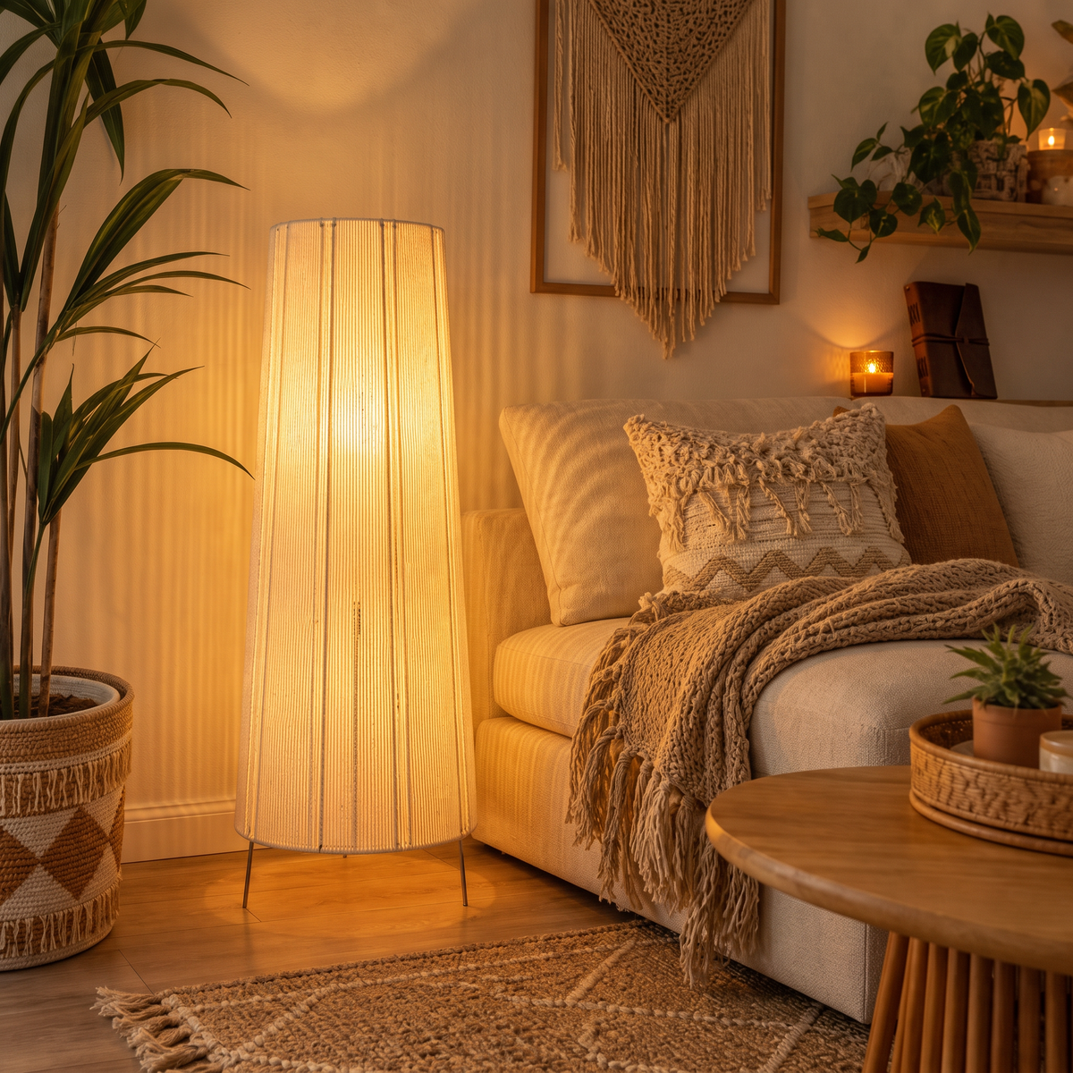 Makrami Boho Floor Lamp 006 lifestyle image | Serrana Home