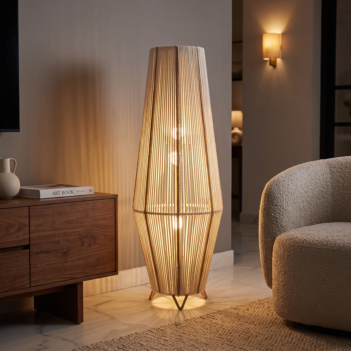 Makrami Boho Floor Lamp 011 lifestyle image | Serrana Home