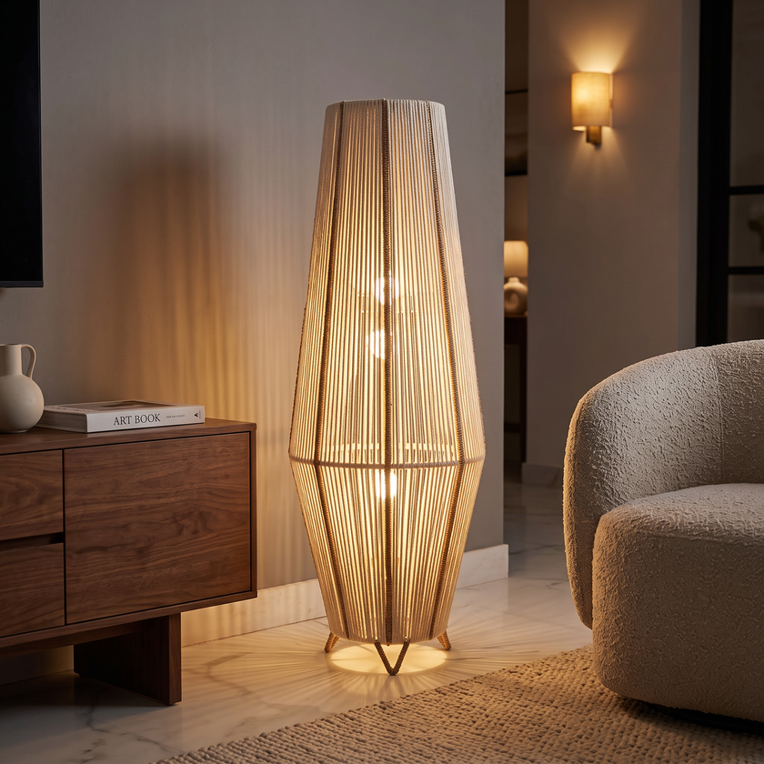 Makrami Boho Floor Lamp 011 lifestyle image | Serrana Home