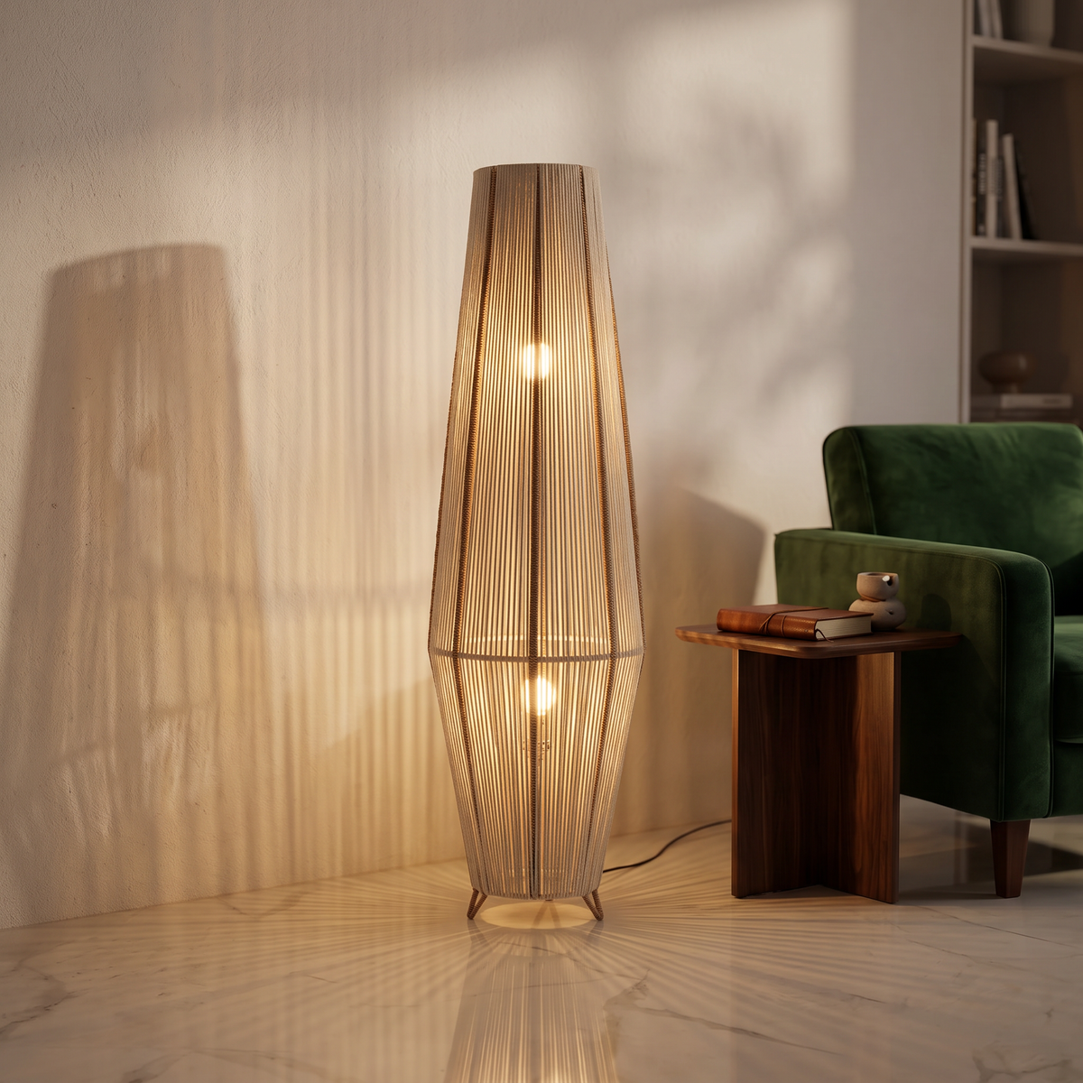 Makrami Boho Floor Lamp 012 lifestyle image | Serrana Home