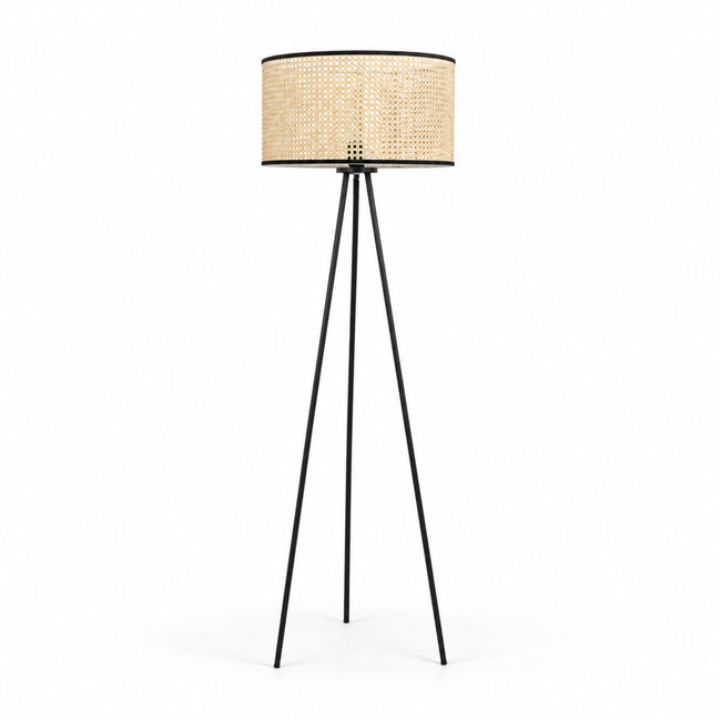 Rattan Boho Floor Lamp 001 on a white background