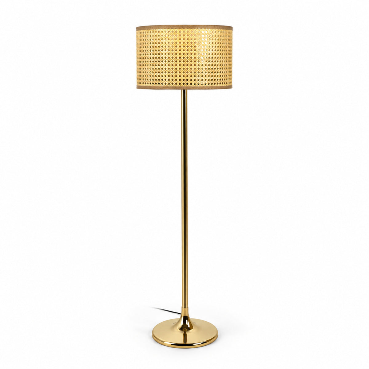 Rattan Boho Floor Lamp 002 on a white background