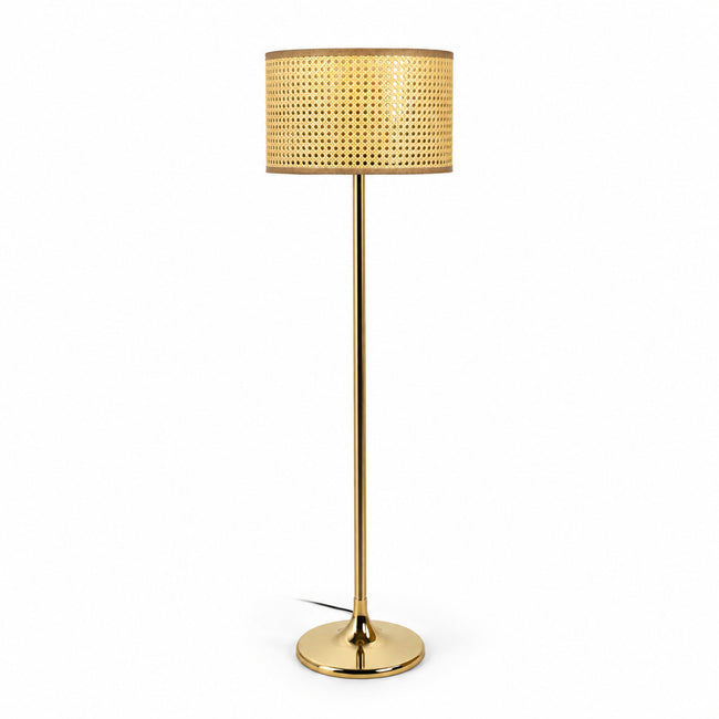 Rattan Boho Floor Lamp 002 on a white background