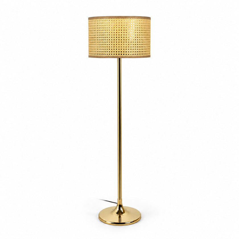 Rattan Boho Floor Lamp 002 on a white background