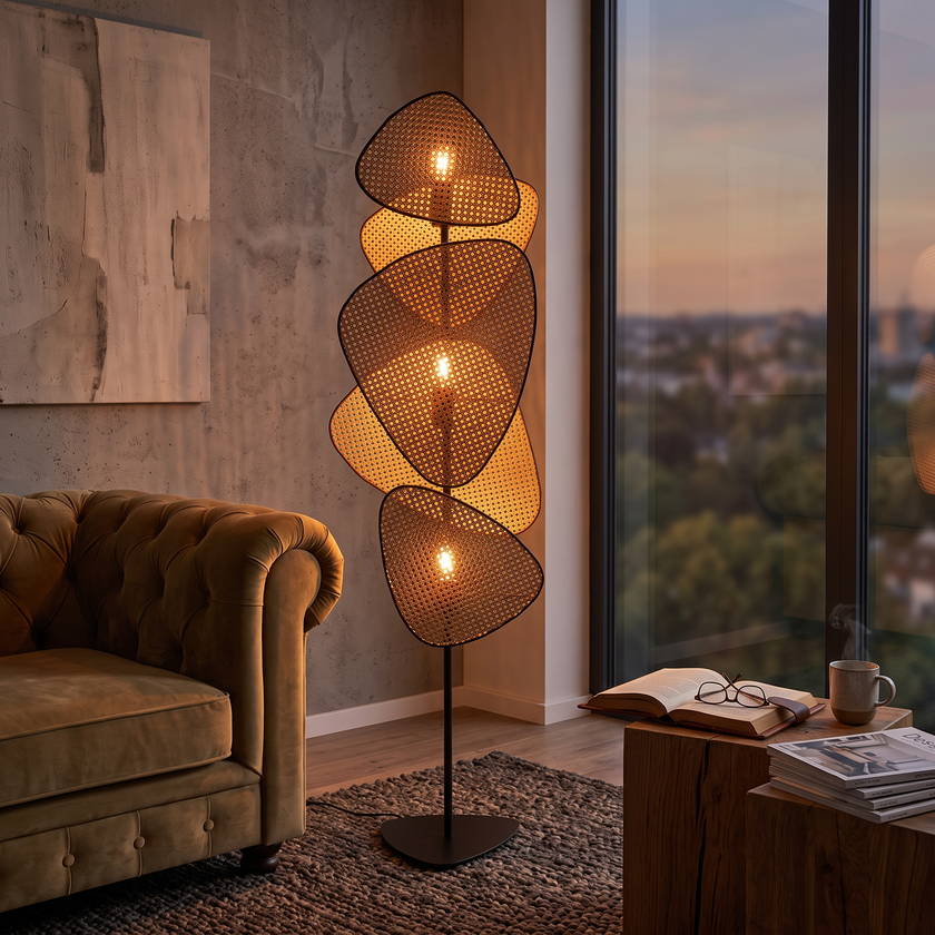 Rattan Boho Floor Lamp 003 styled in an interior – view 2
