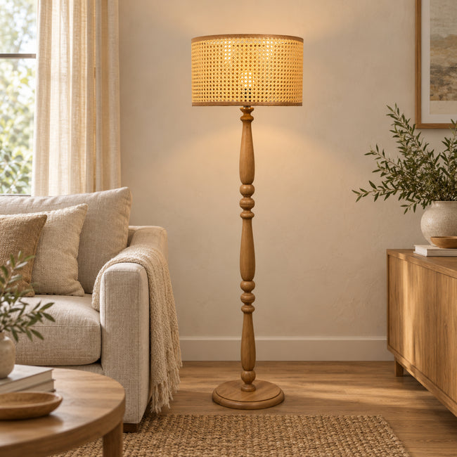 Rattan Boho Floor Lamp 005 styled in an interior