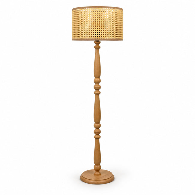 Rattan Boho Floor Lamp 005 on a white background