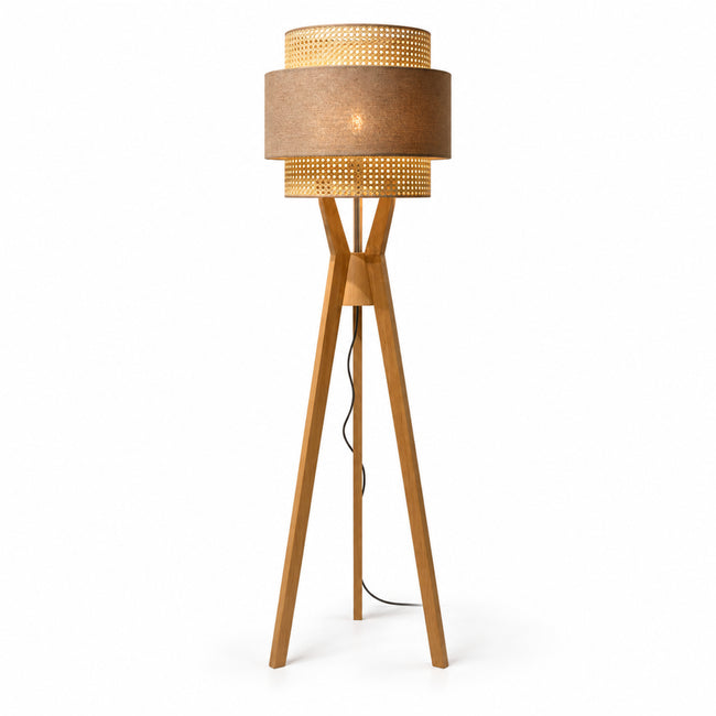 Rattan Boho Floor Lamp 006 on a white background