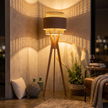 Rattan Boho Floor Lamp 006 styled in an interior – view 2