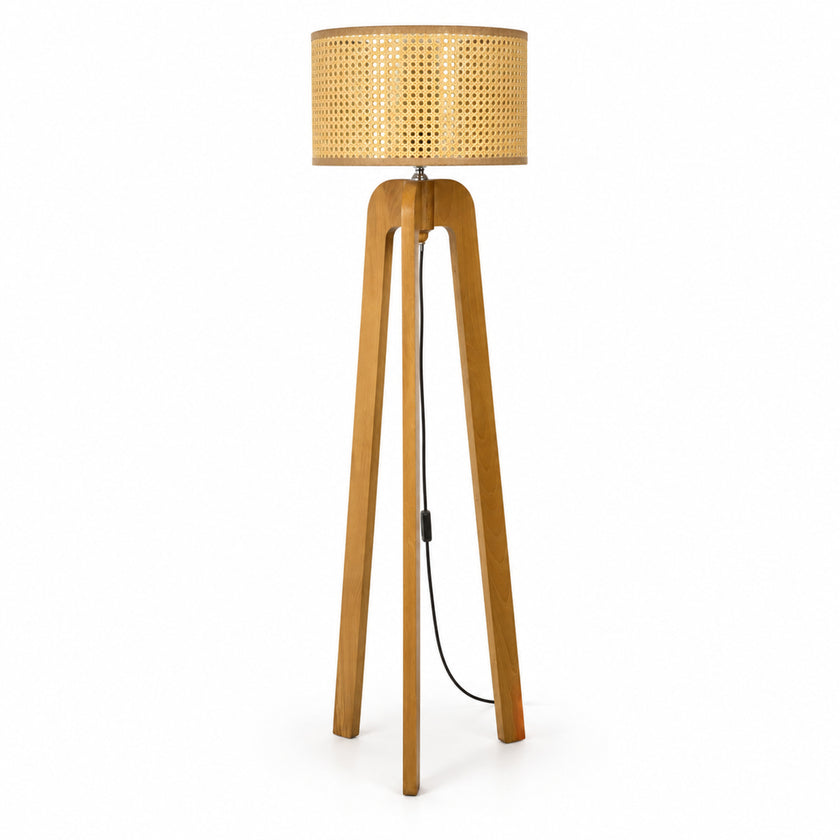 Rattan Boho Floor Lamp 008 on a white background