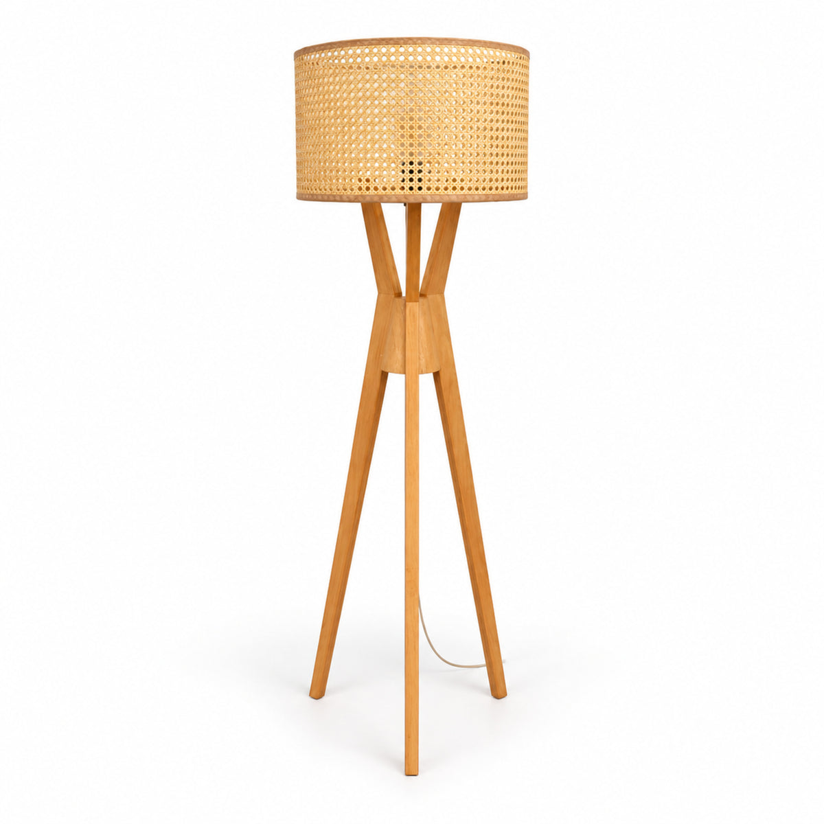 Rattan Boho Floor Lamp 009 on a white background