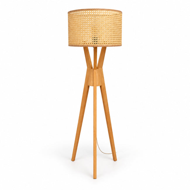 Rattan Boho Floor Lamp 009 on a white background