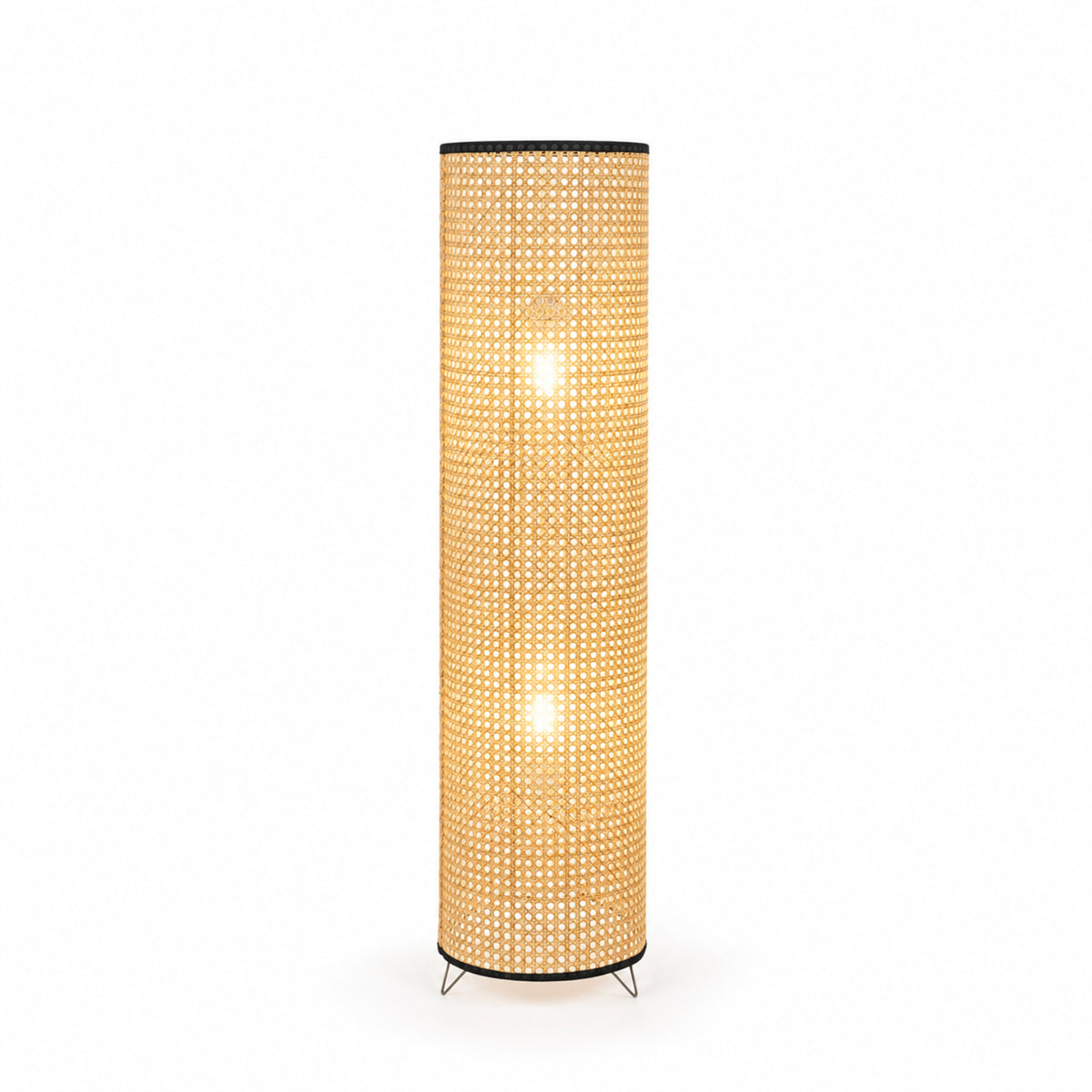Rattan Boho Floor Lamp 010 on a white background
