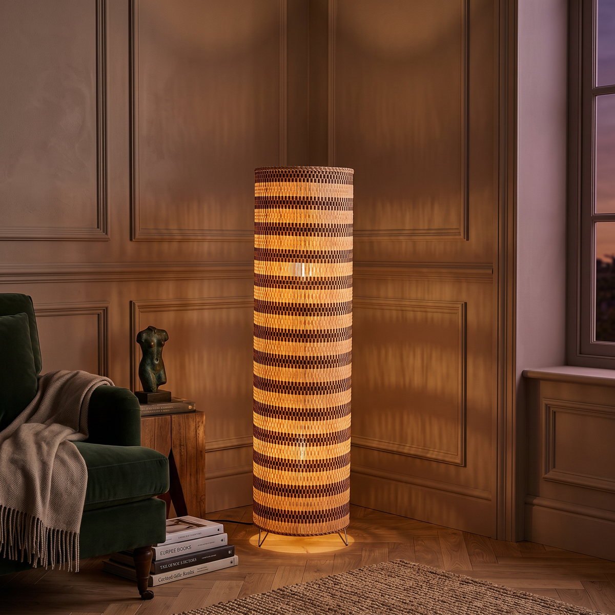 Rattan Boho Floor Lamp 011 styled in an interior – view 2