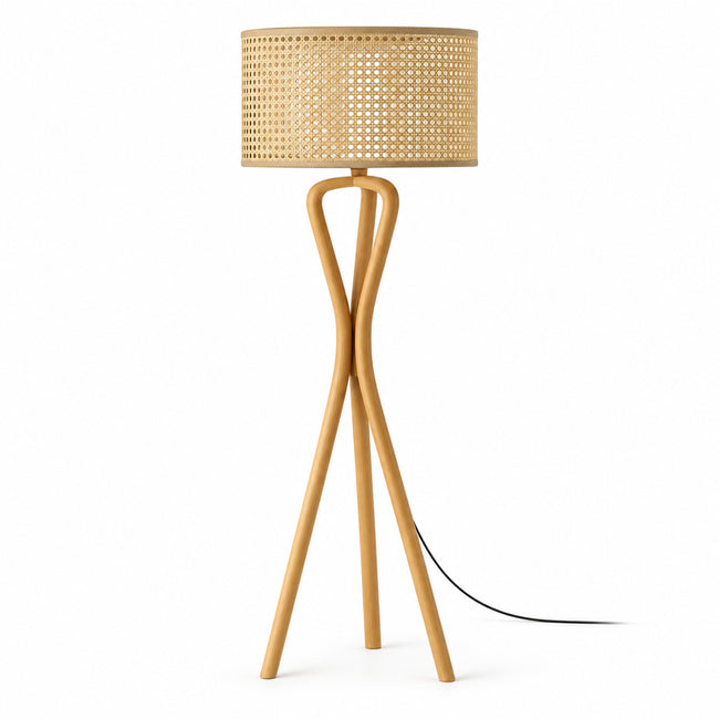 Rattan Boho Floor Lamp 014 on a white background