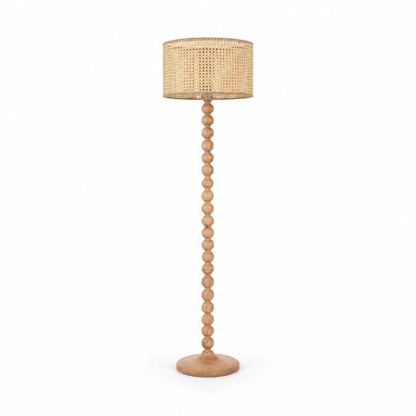 Rattan Boho Floor Lamp 016 on a white background