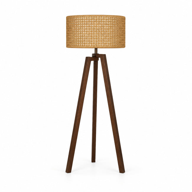 Rattan Boho Floor Lamp 018 on a white background