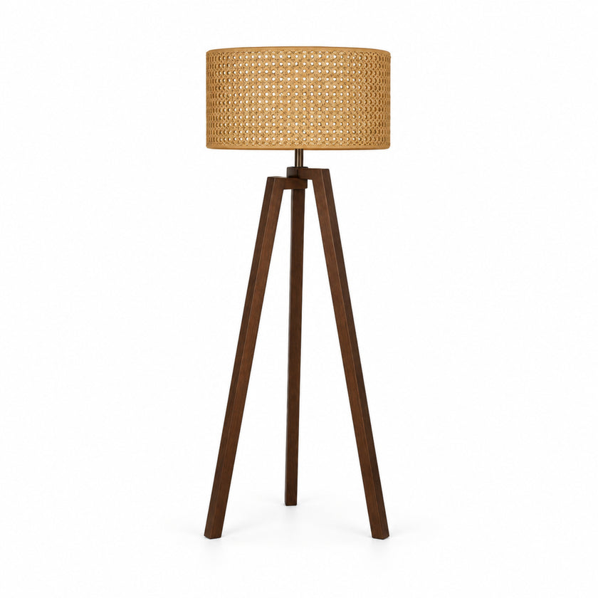 Rattan Boho Floor Lamp 018 on a white background