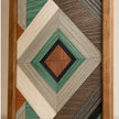 Close up of geometric natural wood veneer detailing