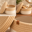Handmade two-tone woven basket full-frame craftsmanship detail square image